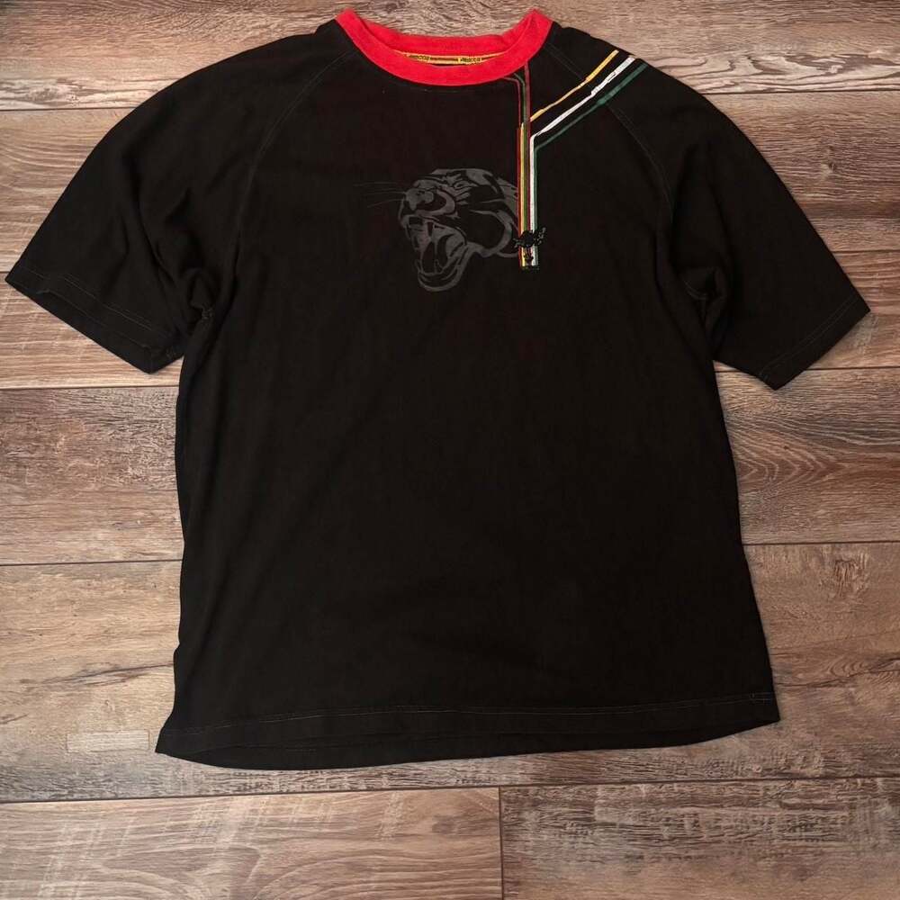Vintage Mecca USA Black Panther Graphic T-Shirt XL Red Ringer